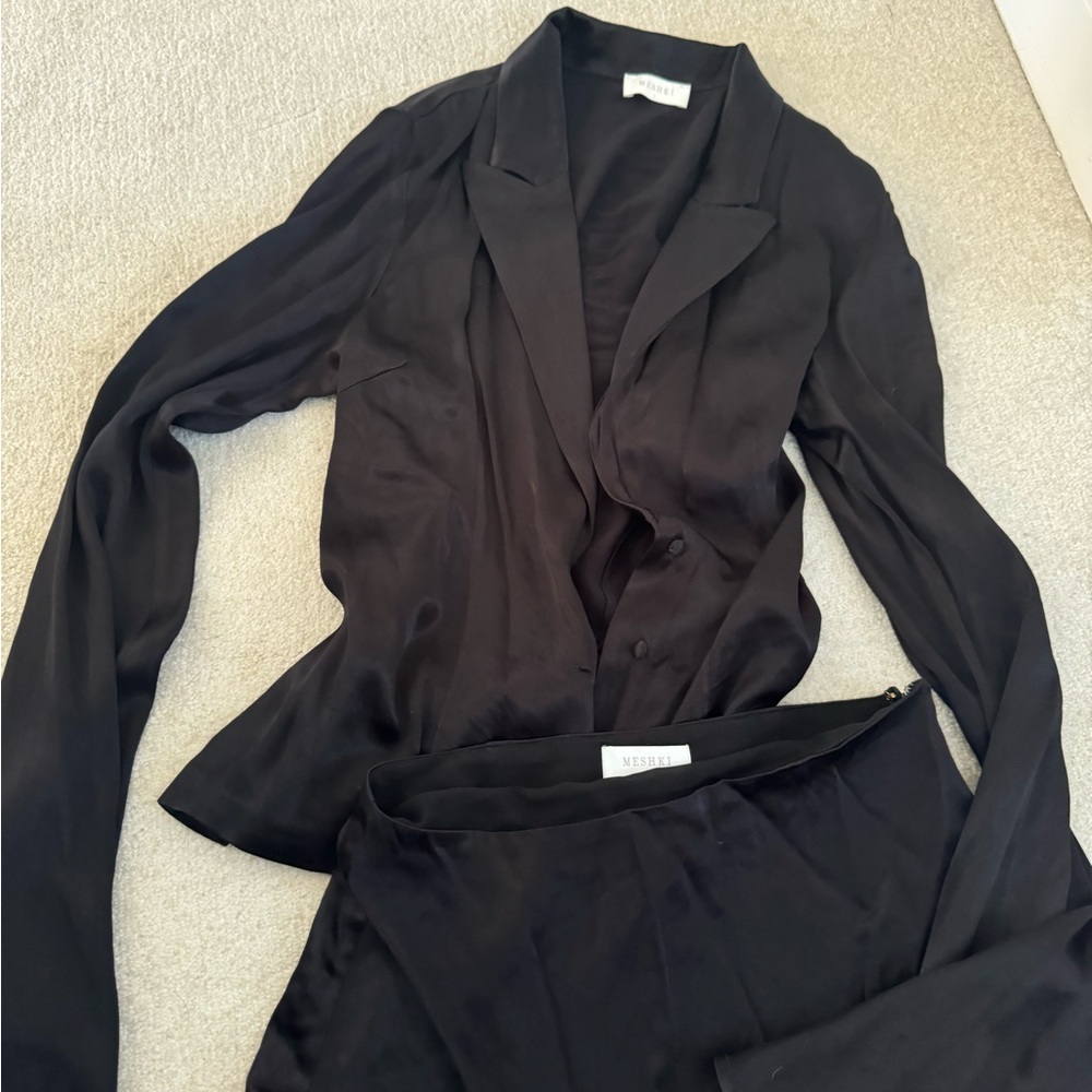 Meshki black mini skirt and top set